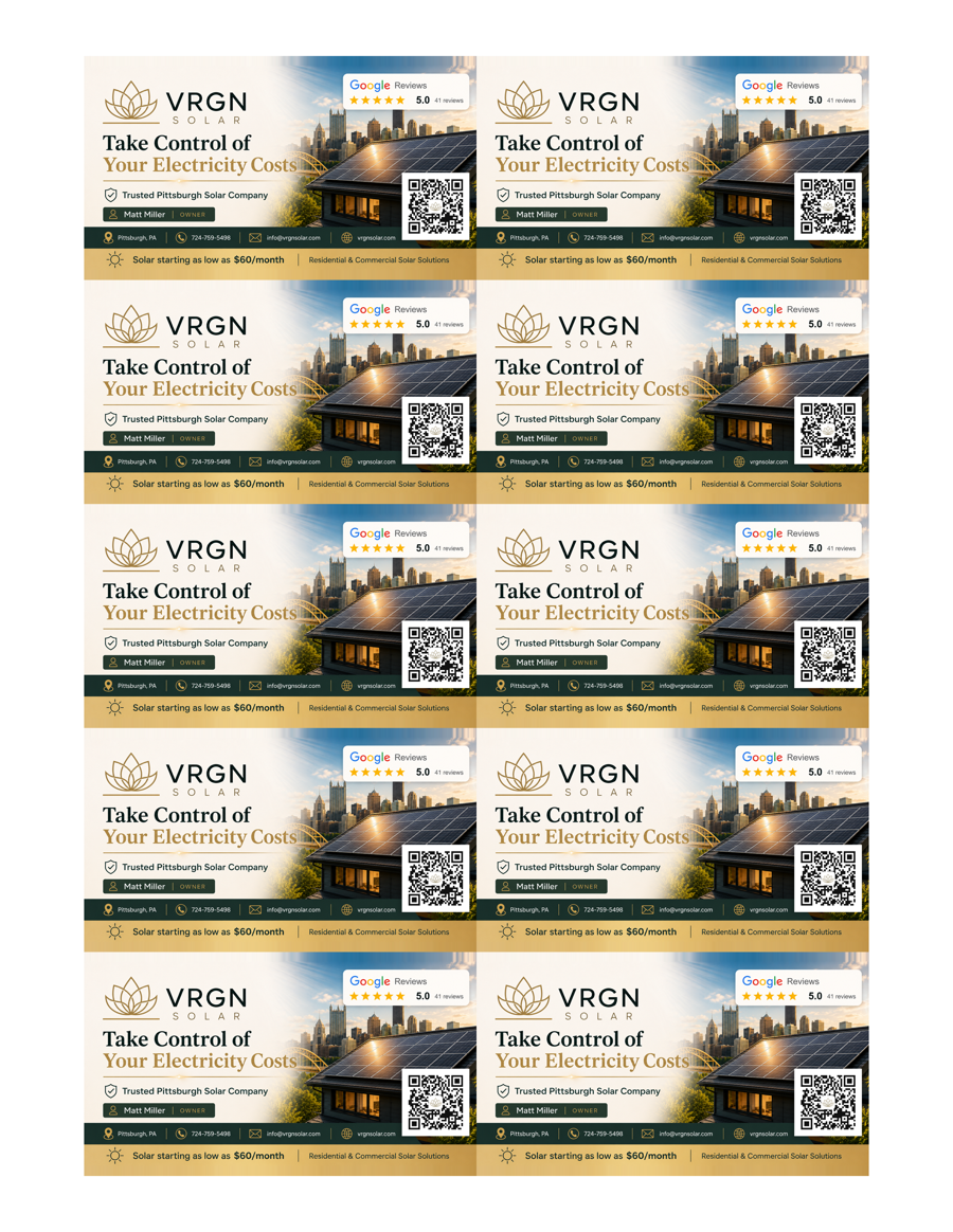 full sheet of business cards