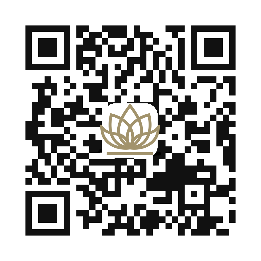 VRGN QR code with lotus and line in center